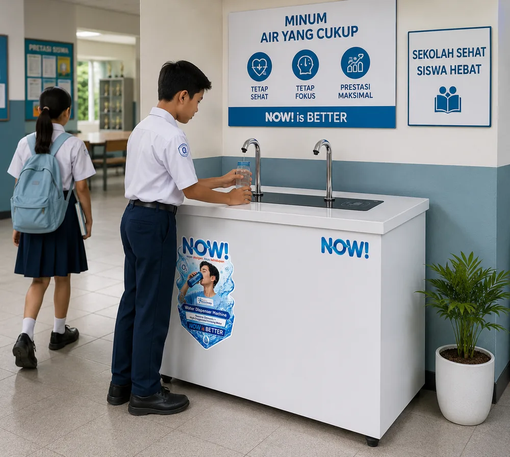 Tap Water model Faucet terpasang di koridor sekolah